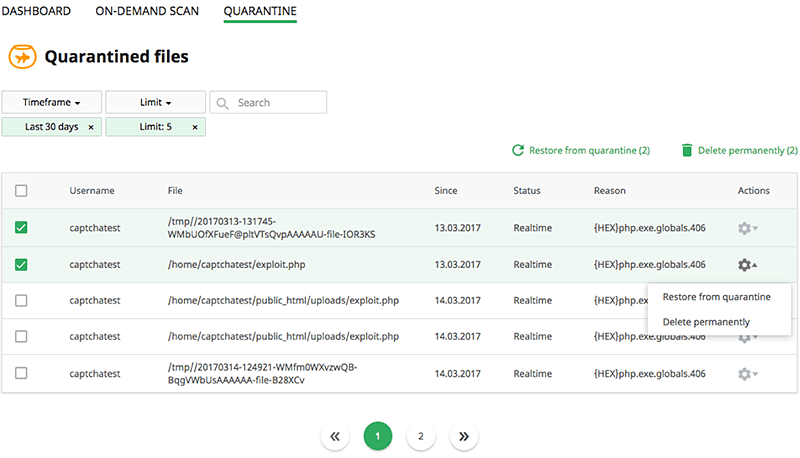 imunifyAV+ malware protection